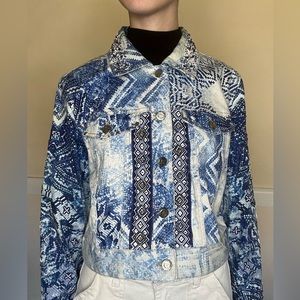 Chico’s denim jacket with pattern vintage